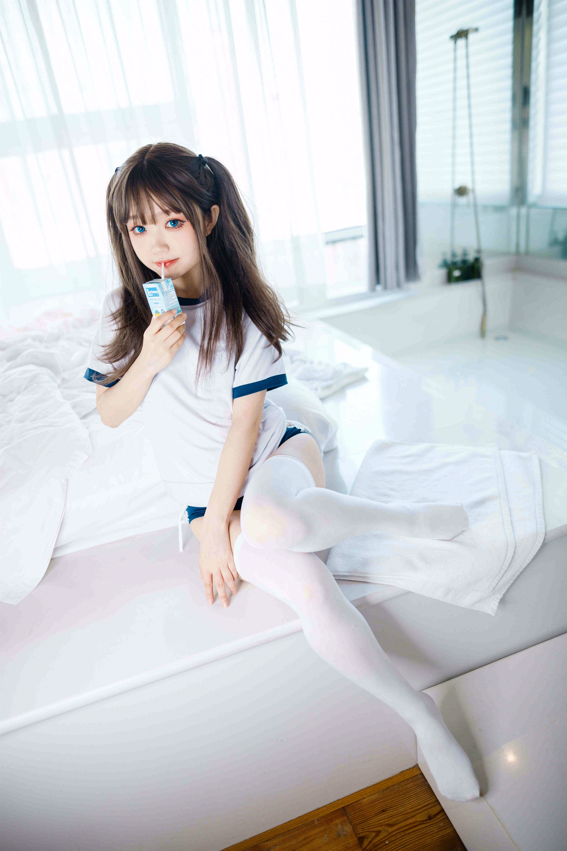 神沢永莉 - NO.14 半双马尾体操服大腿袜 2